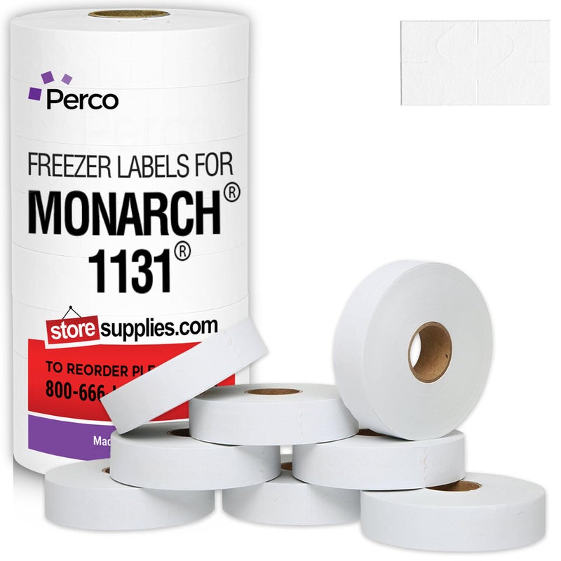 Perco Freezer Adhesives White Labels for Monarch 1131 Price Gun - 1 Sleeve, 20,000 Labels - Image 1